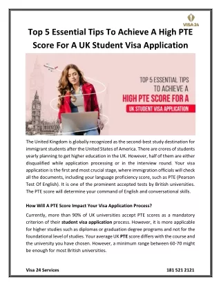 Top 5 Essential Tips To Achieve A High PTE Score For A UK Student Visa Application