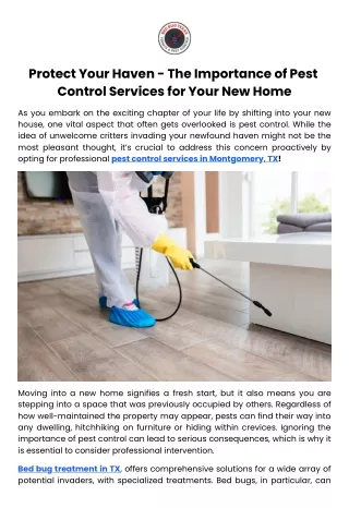 Protect Your Haven - The Importance of PestControl Services for Your New Home