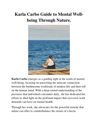 Karla Carbo Guide to Mental Well-being Through Nature.