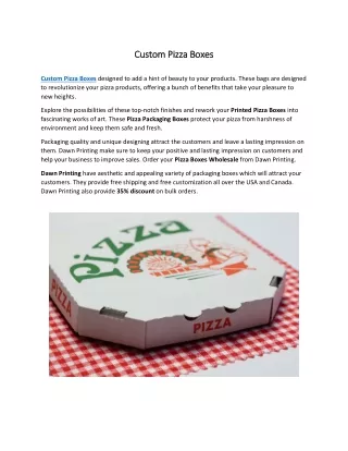 Custom Pizza Boxes