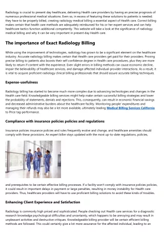 The Importance of Radiology Medical Billing in Modern Healthcare