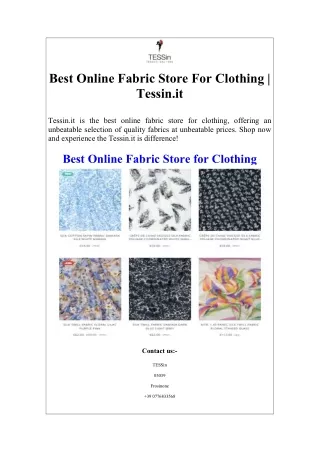 Best Online Fabric Store For Clothing  Tessin.it