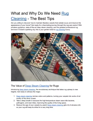 What and Why Do We Need Rug Cleaning - The Best Tips