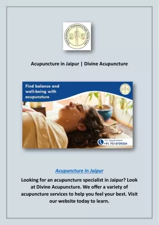 Acupuncture in Jaipur | Divine Acupuncture