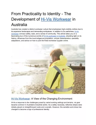 From Practicality to Identity - The Development of Hi-Vis Workwear in Australia