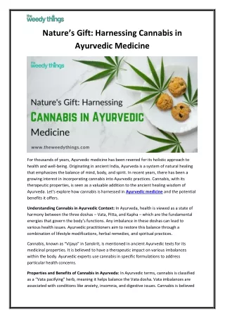 Nature’s Gift Harnessing Cannabis in Ayurvedic Medicine