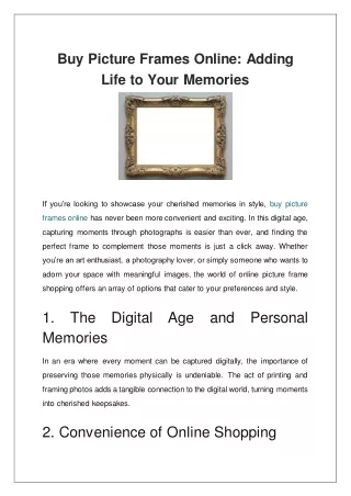 Buy Picture Frames Online Adding Life to Your Memories