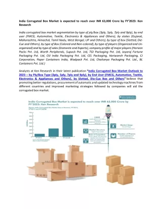 India Corrugated Box Market: Ken Research