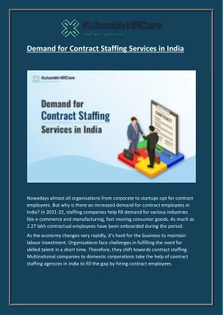 Demand for Contract Staffing Services in India