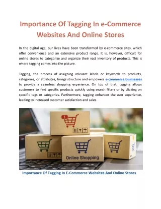 Importance Of Tagging In e-Commerce Websites And Online Stores