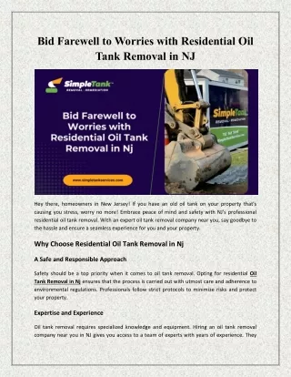 Bid Farewell to Worries with Residential Oil Tank Removal in NJ .