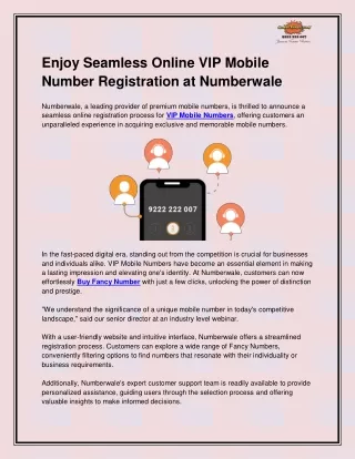 VIP Mobile Numbers