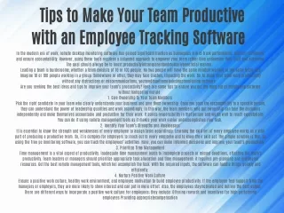 Tips to Make Your Team Productive with an Employee Tracking Software