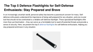 The Top 5 Defence Flashlights for Self-Defense Enthusiasts_ Stay Prepared and Brave