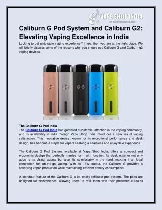 Caliburn G Pod India