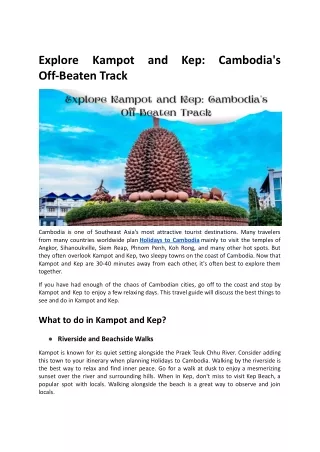 Explore Kampot and Kep: Cambodia's Off-Beaten Track