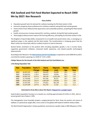 KSA Seafood and Fish Feed Market Outlook to 2027