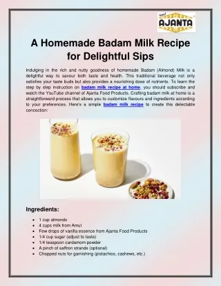 Badam milk recipe