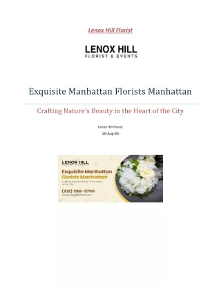 Exquisite Manhattan Florists Manhattan