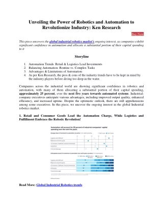 Global Industrial Robotics Market Report  Ken Research