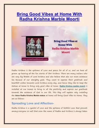Bring Good Vibes at Home With Radha Krishna Marble Moorti