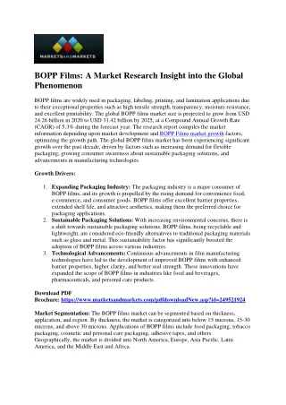 BOPP Films: The Resilient Player in Packaging - Market Insights