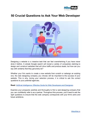 50 Crucial Questions to Ask Your Web Developer