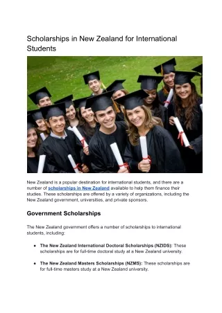 Scholarships in New Zealand