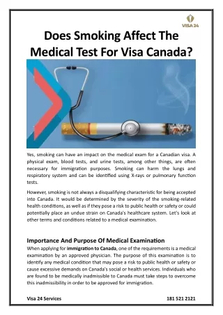 Does Smoking Affect The Medical Test For Visa Canada