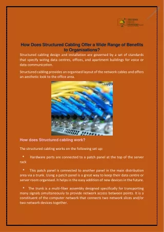 How Does Structured Cabling Offer a Wide Range of Benefits to Organisations