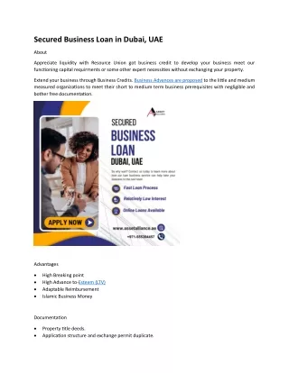 Secured Business Loan in Dubai&UAE
