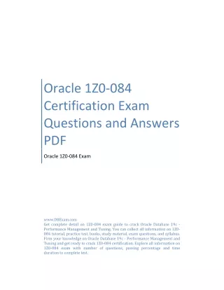 Oracle 1Z0-084 Certification Exam Questions and Answers PDF