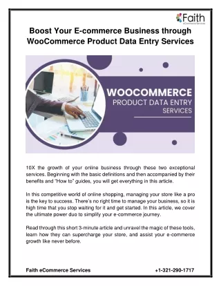 Boost Your E-commerce Business through WooCommerce Product Data Entry Services
