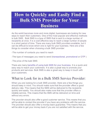 How to Quickly and Easily Find a Bulk SMS Provider for Your Business