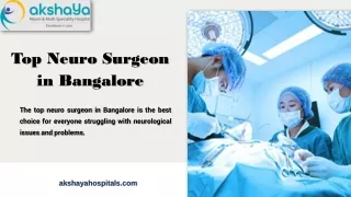 Top Neuro Surgeon in Bangalore