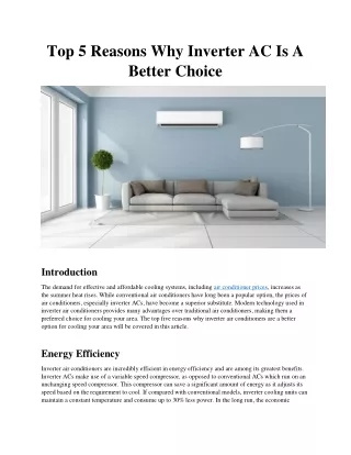 Top 5 Reasons Why Inverter AC Is A Better Choice