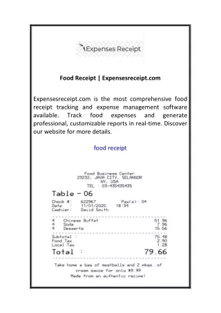 E Food Receipt  Expensesreceipt