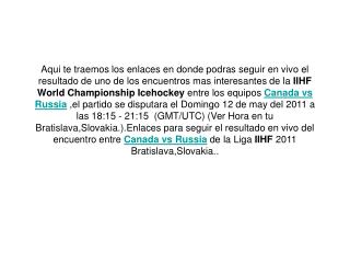 ver el partido iihf world championship canada vs russia en v