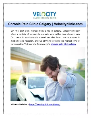 Chronic Pain Clinic Calgary | Velocityclinic.com