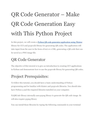 QR Code Generator – Make QR Code Generation Easy with This Python Project