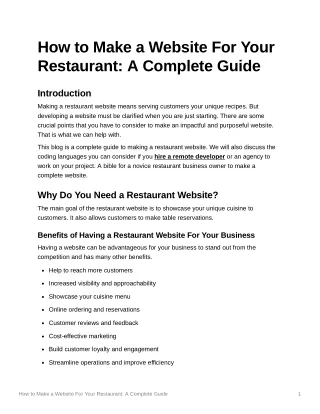 How to Make a Website For Your Restaurant: A Complete Guide