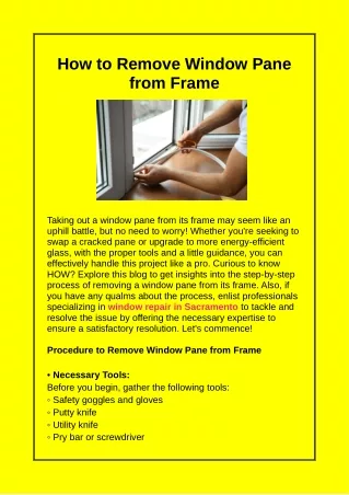 How to Take a Window Pane Out of the Frame