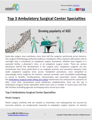 Top 3 Ambulatory Surgical Center Specialties