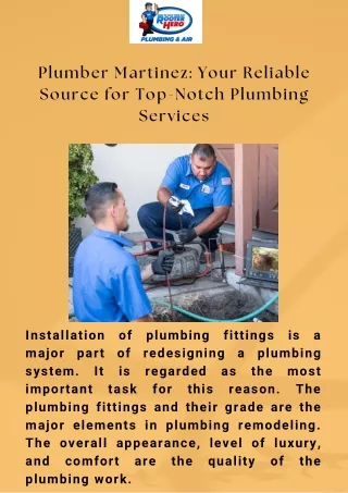 Plumber Martinez Your Reliable Source for Top-Notch Plumbing Services