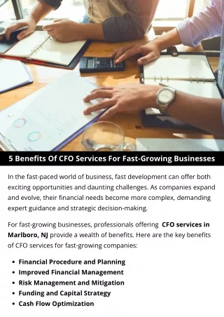 5 Benefits Of CFO Services For Fast-Growing Businesses