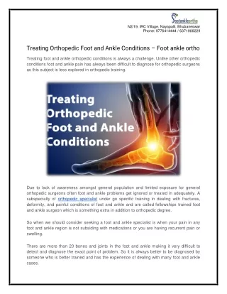 Treating Orthopedic Foot and Ankle Conditions – Foot ankle ortho