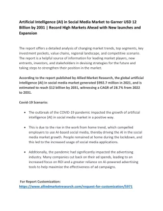 Artificial Intelligence (AI) in Social Media Market to Garner USD 12 Billion