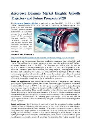 Aerospace Bearings Market Insights - Growth Trajectory and Future Prospects 2028