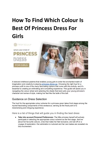 How To Find Which Colour Is Best Of Princess Dress For Girls