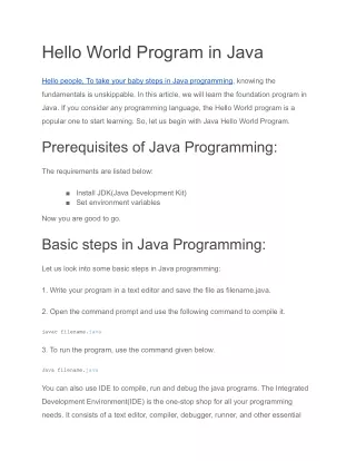 Hello World Program in Java